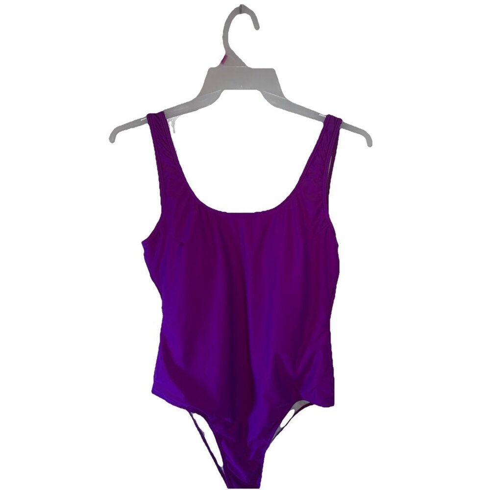 Summer Mac Purple Lined bathing suit one piece size Large Built In Bra